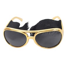 PARTYSHOW 貓王捲髮假髮 + 眼鏡套組, 黑色, 1套