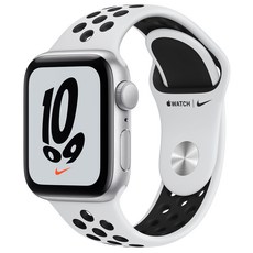 Apple 애플워치 SE 나이키, 실버 알루미늄 케이스, 퓨어플래티넘 +블랙 스포츠 밴드, 40mm, GPS