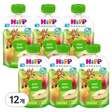 힙 유기농 과일 이유식, 혼합맛(배/사과), 100g, 12개