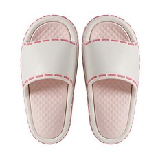 美美居家 輕盈舒適厚底室內拖鞋 3cm厚底 防滑鞋底 EVA材質, 粉白, 36~37