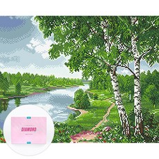 DCLARE 相框畫布型鑽石畫 DIY 套組 40 x 50 cm, 1套, 夏日溪邊