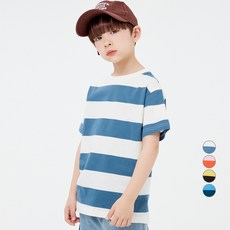 롤리트리 아동용 와이드 스트라이프 반팔 티셔츠