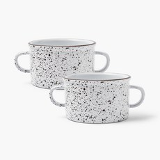 ssueim 雙耳潑墨優格馬克杯, 白色, 2入