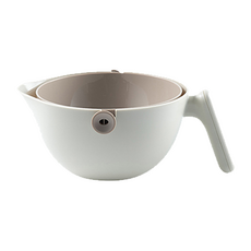 北歐風單手旋轉瀝水籃 灰色 PP+ABS材質, 29 x 22 x 11cm, 1個