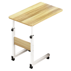 床邊沙發可升降附輪邊桌 60x40x68-83cm 密度板, 木紋色