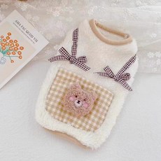 Coco studio 寵物刷毛Coco Teddy蝴蝶結寶寶羊羔絨上衣, 寵物刷毛Coco Teddy蝴蝶結寶寶羊羔絨上衣/米色, 1個