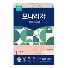 mona lisa 雙層紙漿面紙套裝, 280張, 3盒, 1袋