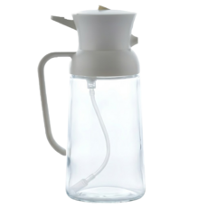 SUNORO 家用按壓噴倒兩用油壺/玻璃噴油瓶/氣炸鍋調味瓶/油醋瓶 米白色 550ml, 1個