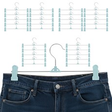 한봄누리 파스텔 논슬립 바지걸이 자국방지 경량 집게 옷걸이, 블루, 30개