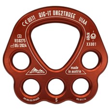 AUSTRIALPIN RIG-IT 六孔分力盤, 紅色 鋁製, 60kN強度, 1個