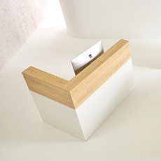 필웰 무노 카운터 ㄱ자 안내데스크 1400 우측 방문설치, 내추럴오크 + 화이트