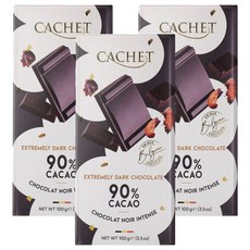 CACHET 凱薩 90%黑巧克力 100g, 口感絲滑柔順，風味沉穩，極致美味, 3片