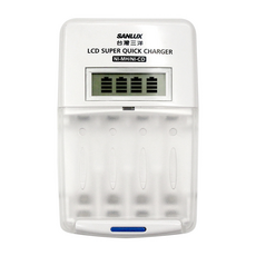 SANLUX 台灣三洋 LCD顯示 電池充電器 適用型號: AAA3號、AAAA4號鎳氫充電電池, 1個