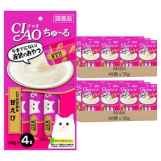 INABA CIAO 啾嚕 肉泥, 雞肉 + 甜蝦, 56g, 96袋