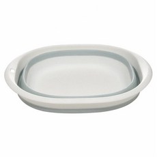 北歐風多功能可折疊水盆 - 中款 - 材質：PP、TPR 31x31x4.5 公分, 莫蘭迪藍, 1個