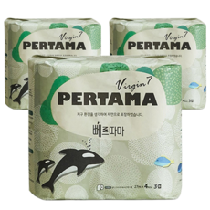 3層自然紙漿捲筒衛生紙, 27m, 4捲, 3袋