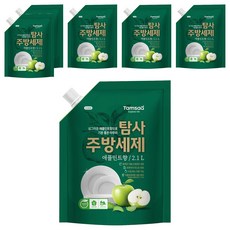 Tamsaa 蔬果碗盤清潔精補充包 蘋果薄荷香, 2.1L, 6包
