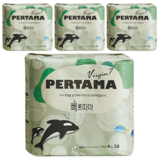 3層自然紙漿捲筒衛生紙, 27m, 4捲, 4袋