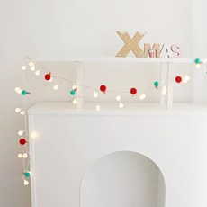 Blüehen 聖誕絨球燈串 30燈 2入, 紅綠