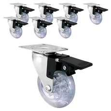 철물대장 인라인 캐스터 무소음 우레탄 바퀴 회전 브레이크 대, 8개