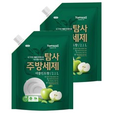 Tamsaa 蔬果碗盤清潔精補充包 蘋果薄荷香 2.1L, 2包