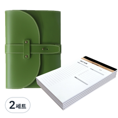 꼼꼬미 엣지 사첼 오거나이저 + 하루계획 절취노트 A5 5p 세트, 올리브 그린(오거나이저), 화이트(하루계획 절취노트), 2세트