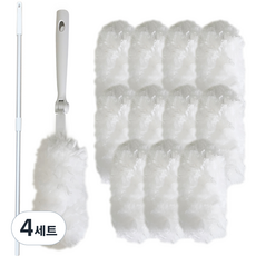 핌 길이조절 롱 흡착 먼지떨이 핸들+시스템2단조절파이프+리필12p 세트, 혼합색상, 4세트