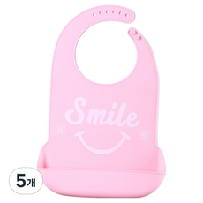 소울리치 튼튼하고 편리한 성인용 턱받이 XL 35.5 x 52 cm, 핑크스마일, 5개