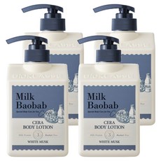 밀크바오밥 세라 바디로션 화이트머스크향, 600ml, 4개