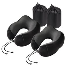 URBAN CAR 車用U型記憶棉頸枕 頸部靠墊, 黑色, 2個