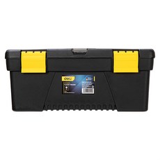 델리툴즈 휴대용 플라스틱 듀얼 스토리지 150mm 공구 보관 툴박스 블랙 옐로우 EDL432414, 1개