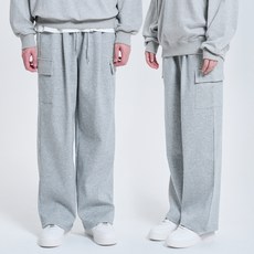 POSHOWER 男女通用 基本款 素色 單褶 寬版 工裝褲 運動褲