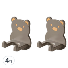 Block Mart 免鑽孔小熊壁掛式吹風機架, 棕色, 4個