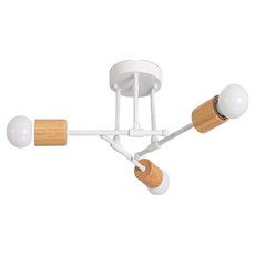 Honey Comb 北歐風橡木三燈臥室半吸頂燈 簡約時尚 溫暖光芒 節省空間, 1入