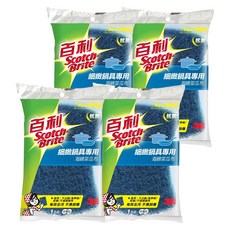 3M 海綿菜瓜布 細緻鍋具好握型 藍色, 4包, 1片