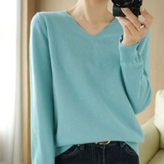 더시럽 여성용 컴포티 베이직 V넥 니트