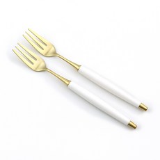 보겐 국내생산 르비앙 골드 커트러리 티포크, 화이트, 2개
