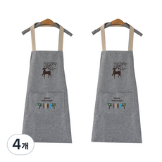 사슴 포인트 방수 앞치마, 그레이, 4개