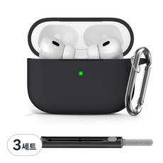 글로피니 에어팟 실리콘 케이스 + 클리닝 펜 키트, 블랙, 3세트, AirPods Pro3