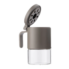 北歐居家風立蓋防潮調味料罐, 灰色, 12.5x7.5x10.5公分, PP+無鉛玻璃, 300ml, 1個