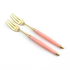 보겐 국내생산 르비앙 골드 커트러리 티포크, 소프트핑크, 2개