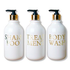 ROMANTIC NOVEMBER 金色浴室按壓瓶3件組, 白色, 1套