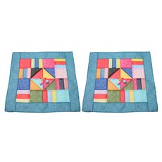 HAYUL工房麻布傳統雕花方形飯桌布 牛仔褲色, 2個