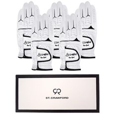 [쿠팡수입] 쌩크로포드 남성용 양피 핑거 포인트 그립 골프장갑 왼손용, 화이트, 5개