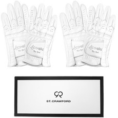 [쿠팡수입] 쌩크로포드 여성용 올양피 핑거 포인트 그립 골프장갑 양손착용 2세트, 화이트