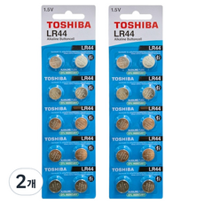 도시바 알카라인 버튼 건전지 LR44, 20개입, 2개