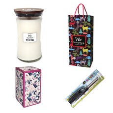 우드윅 라지자 캔들 선물박스 + 쇼핑백 + 캔들라이터 세트, 화이트티&자스민