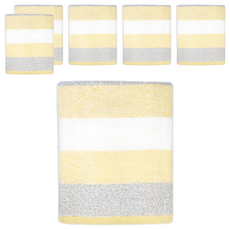 奈米銀竹炭色紗浴巾 黃色 親膚柔軟 吸水速乾 抑菌除臭 台灣製造, 6件