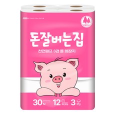 돈잘버는집 천연펄프 3겹 롤화장지, 30m, 12개입, 1개