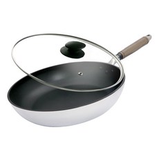 hokua 北陸 SenLenFan 洗鍊粉絲版輕量不沾平底鍋 日本製 附蓋 可用金屬鏟, 30cm, 1個